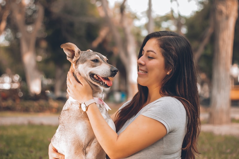 Happy woman with her dog